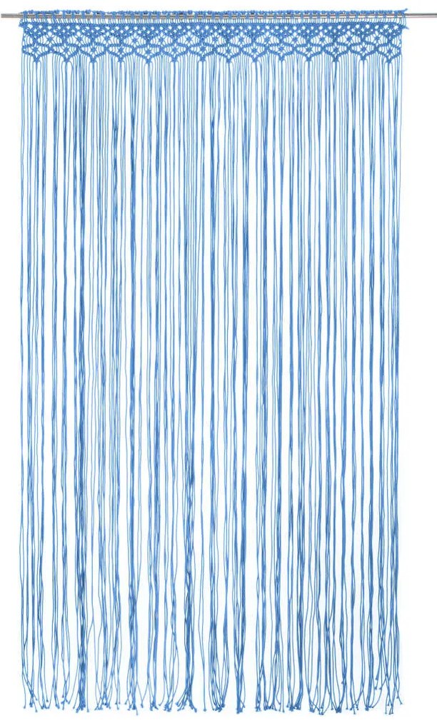 Cortina macramé 140x240 cm algodão azul