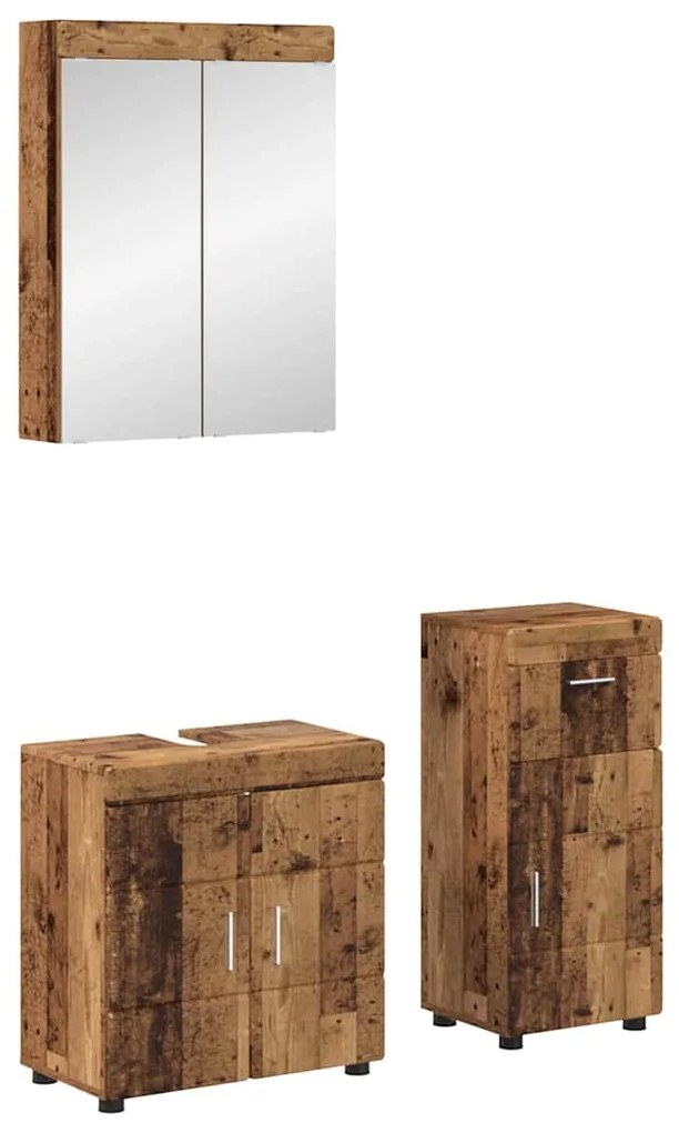 vidaXL Conjunto de Móveis para Banheiro com porta TULUM Madeira antiga