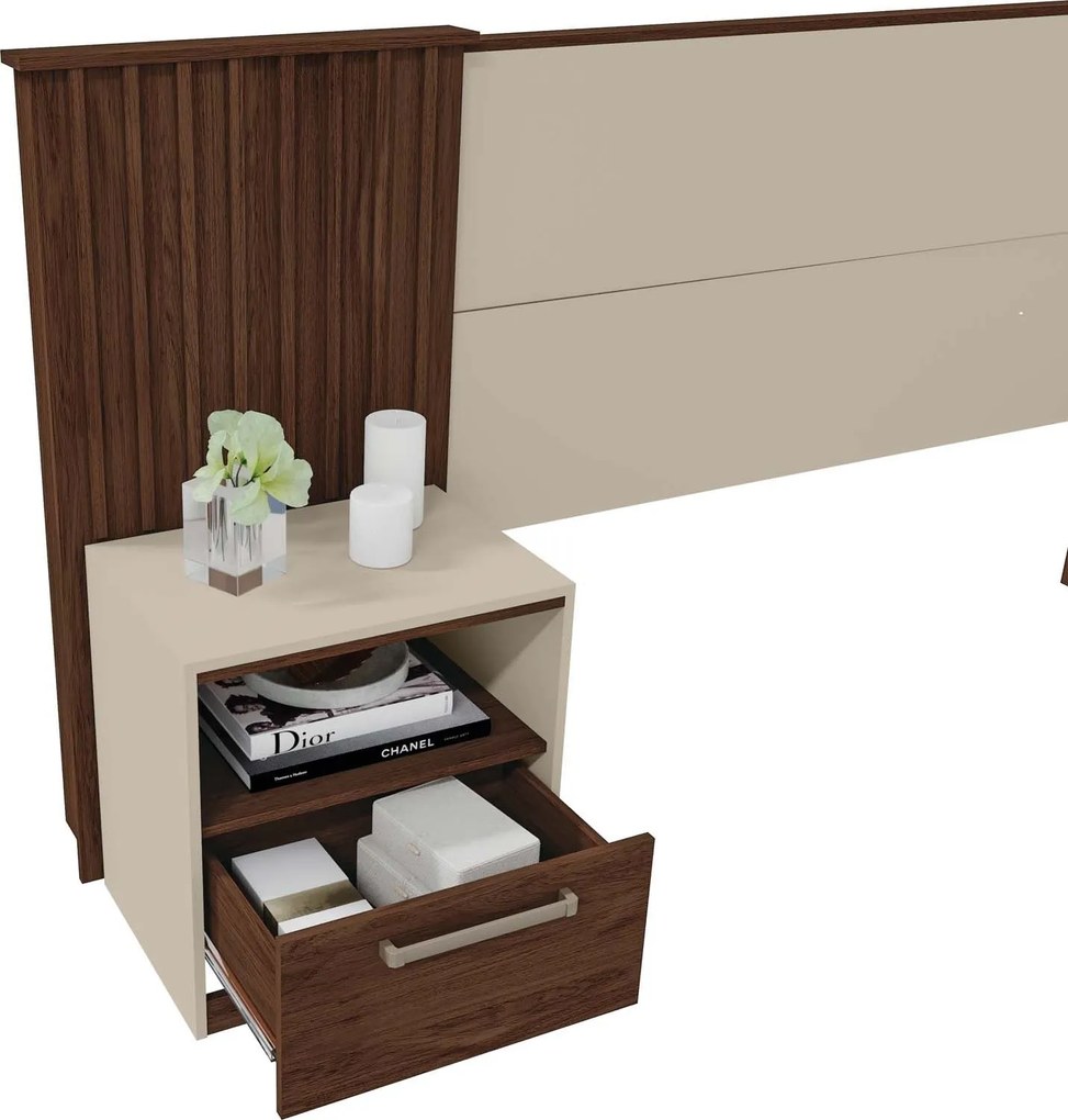 Cabeceira de Cama LUCHIA – Extensível + 2 Mesas de Cabeceira – MDP Ha