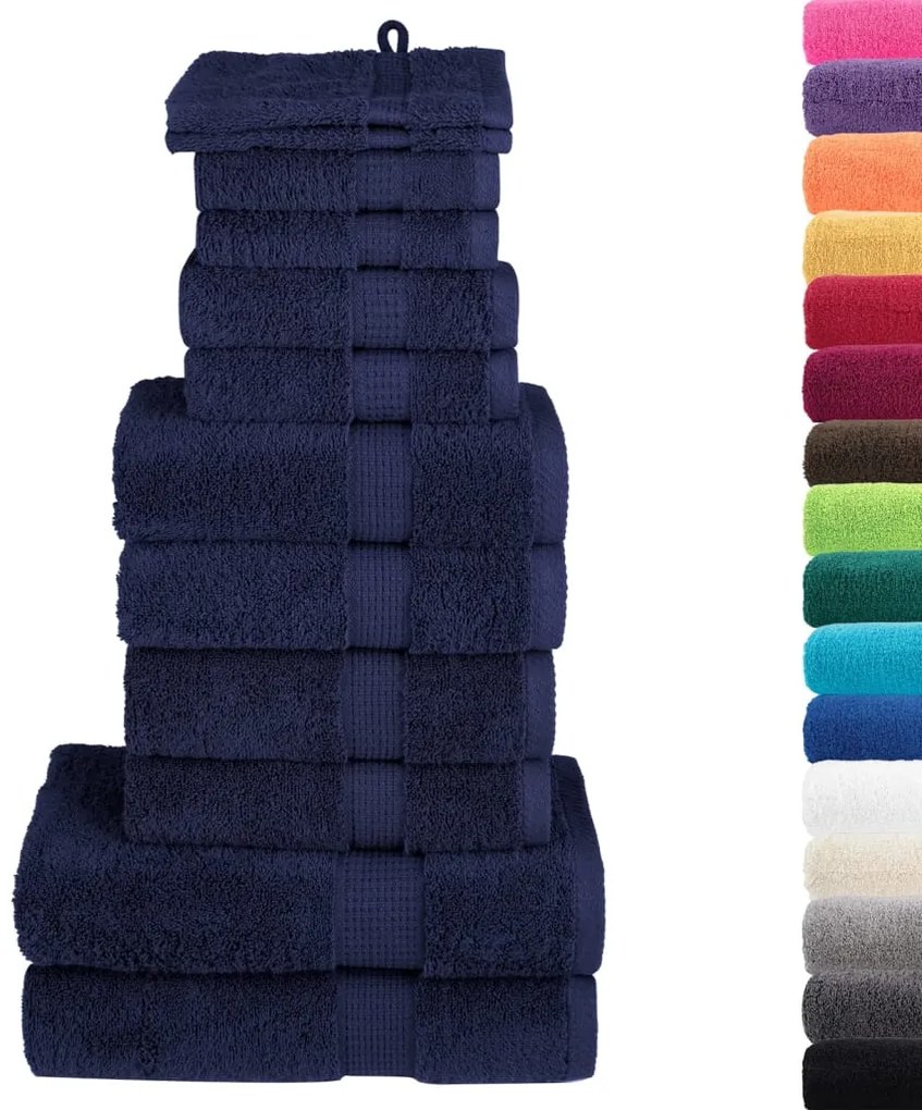 12pcs Conjunto toalha premium SOLUND 600 gsm azul-marinho