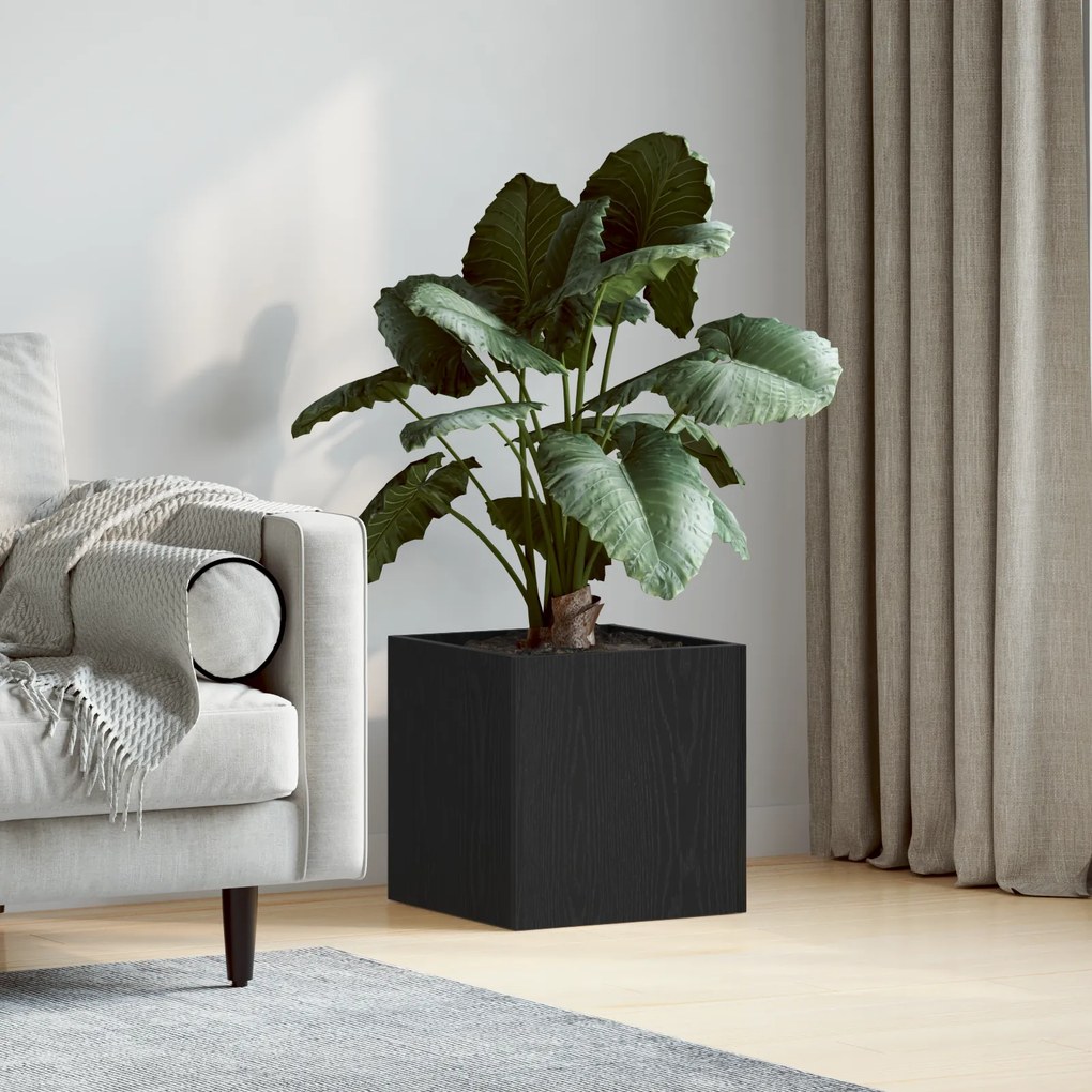 Caixa de Plantas vidaXL Carvalho Preto 40x40x40 cm Madeira Engenharia