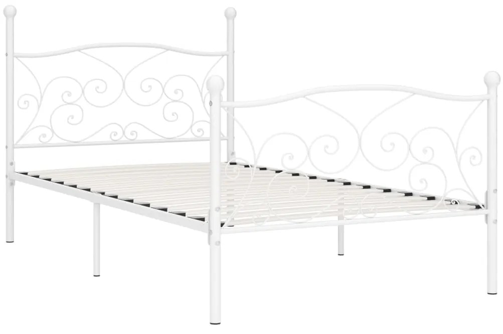 Estrutura de cama com estrado de ripas 100x200 cm metal branco