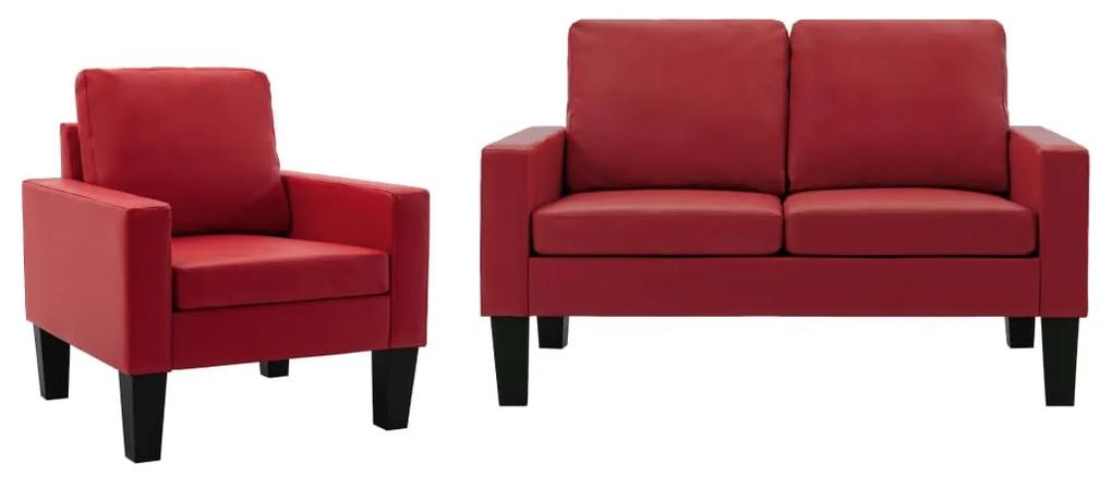 3056664 vidaXL 2 pcs conjunto de sofás couro artificial vermelho