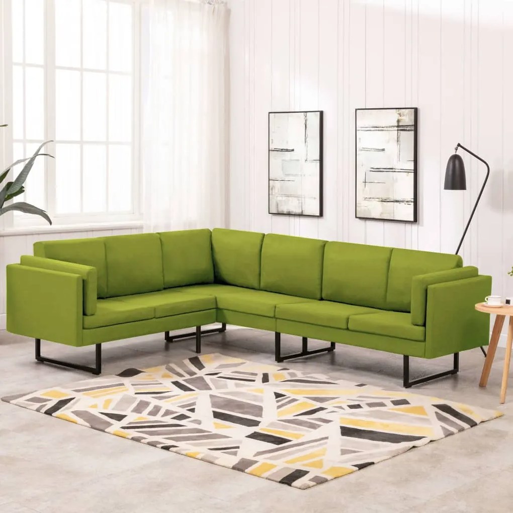 vidaXL Sofá de canto tecido verde