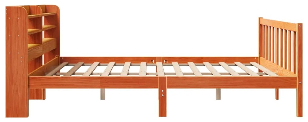 Estrutura cama c/ cabeceira 200x200cm pinho maciço castanho-mel