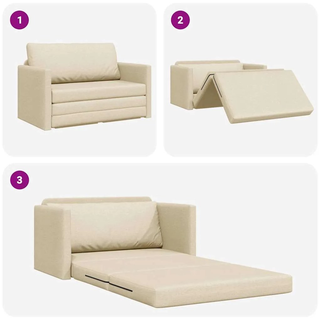 Sofá-Cama 2 em 1 Creme 124x71x78 cm Tecido