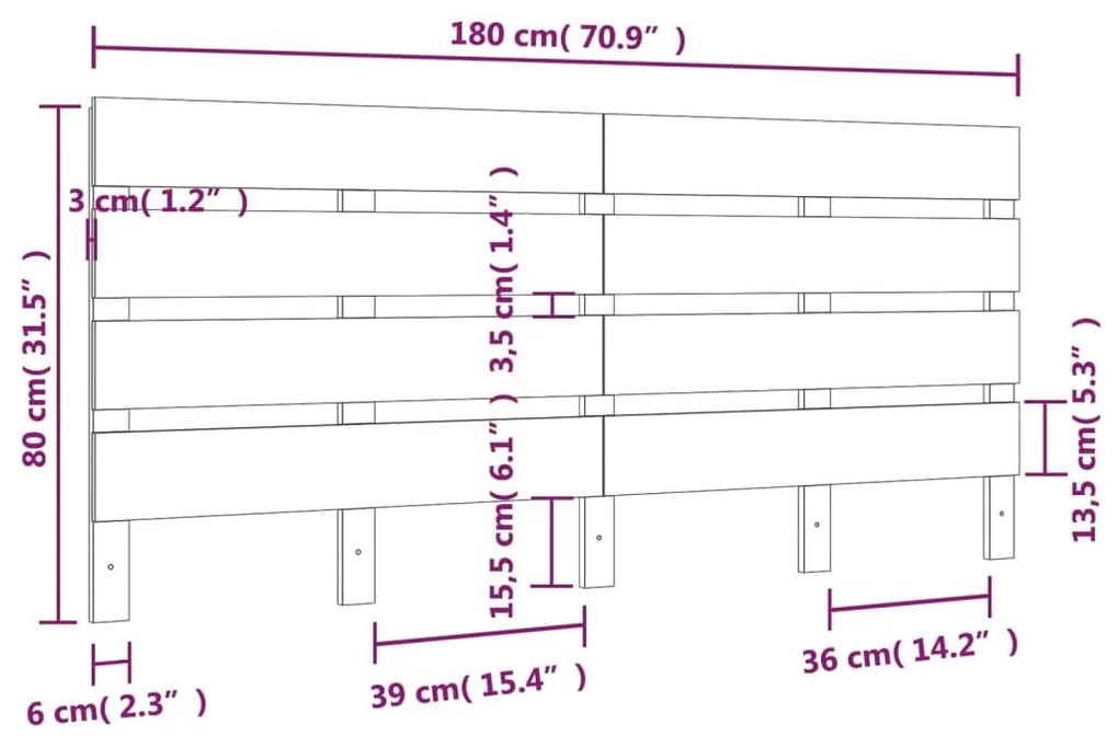Cabeceira de cama 180x3x80 cm pinho maciço branco