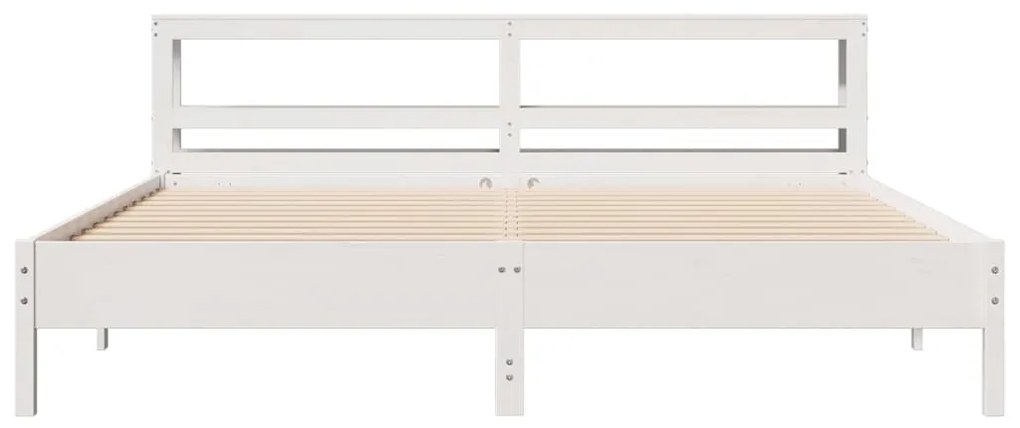 Cama sem colchão 200x200 cm madeira de pinho maciça branco