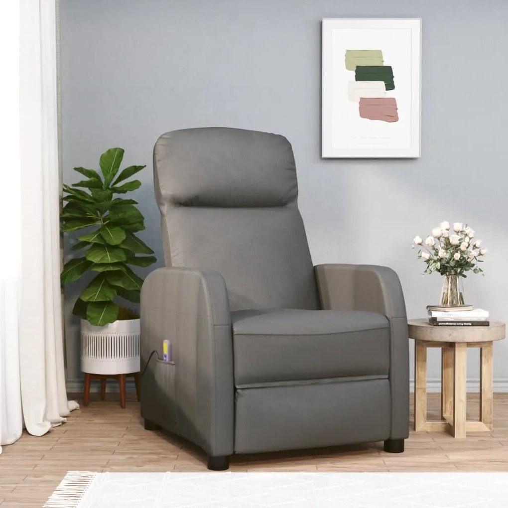 321362 vidaXL Poltrona de massagens couro artificial antracite