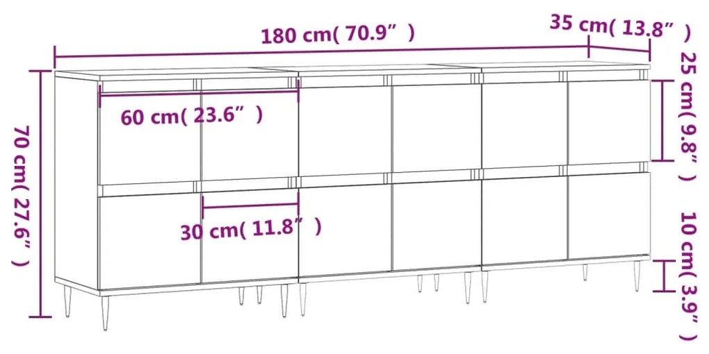 Aparador Eloa de 180cm - Nogueira - Design Nórdico