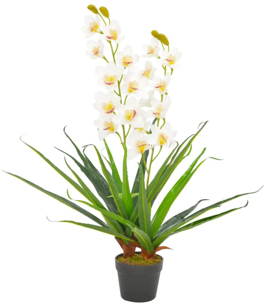 280168 vidaXL Planta orquídea artificial com vaso 90 cm branco