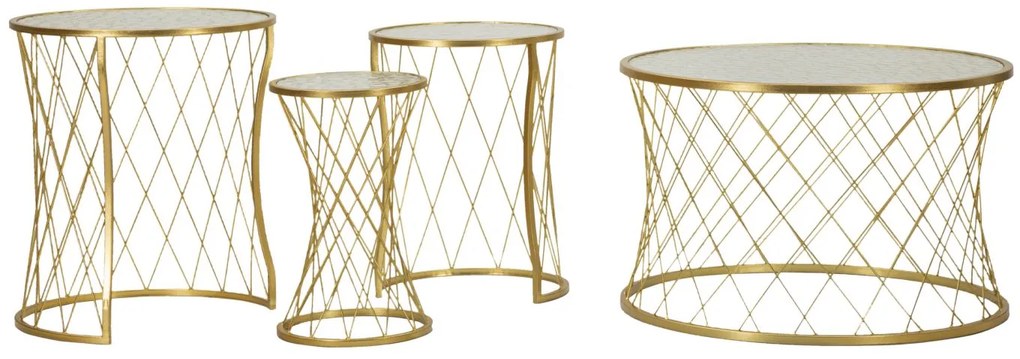 CONJUNTO DE MESAS NOAH OURO 4 PCS CM Ø 70X45-47X54,5-36x50-28x45