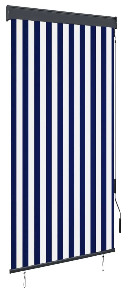 145955 vidaXL Estore de rolo para exterior 100x250 cm azul e branco