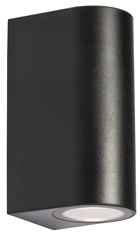 Candeeiro de parede exterior moderno em plástico preto oval 2 luzes - Baleno Moderno
