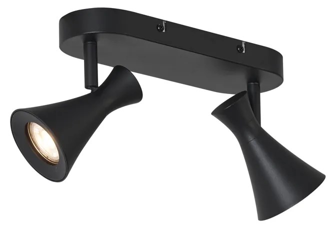 Foco de teto moderno preto ajustável de 2 luzes - Triangle