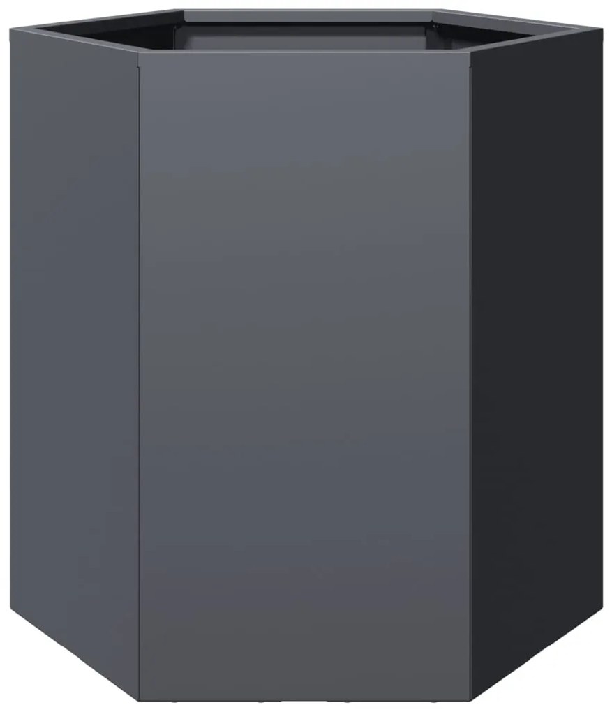 Vasos floreiras jardim 2 pcs hexagonal 46x40x45cm aço antracite