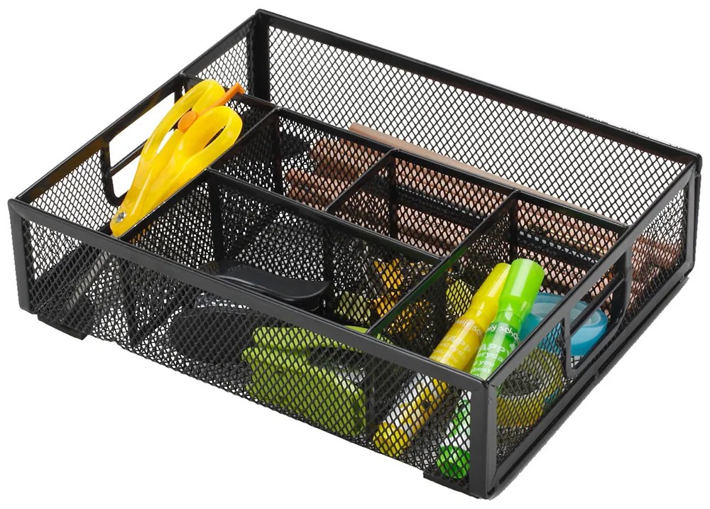 Organizador de Secretária Q-Connect Bandeja Metálica Turquesa com 6 Departamentos 235x183x65 mm