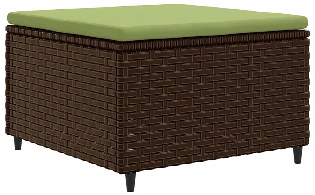 8 pcs conjunto lounge de jardim c/ almofadões vime PE castanho