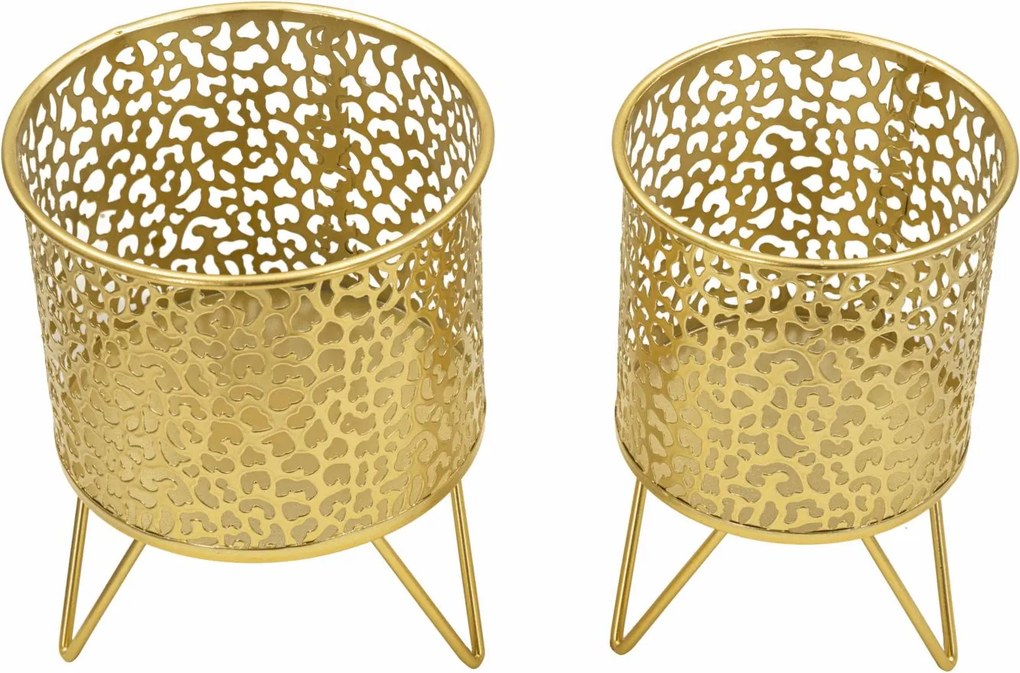 CONJUNTO DE 2 VASOS HOLDERPINY DOURADO Ø 16X20-13X20 CM (PLANTAS NÃO INCLUIDAS)