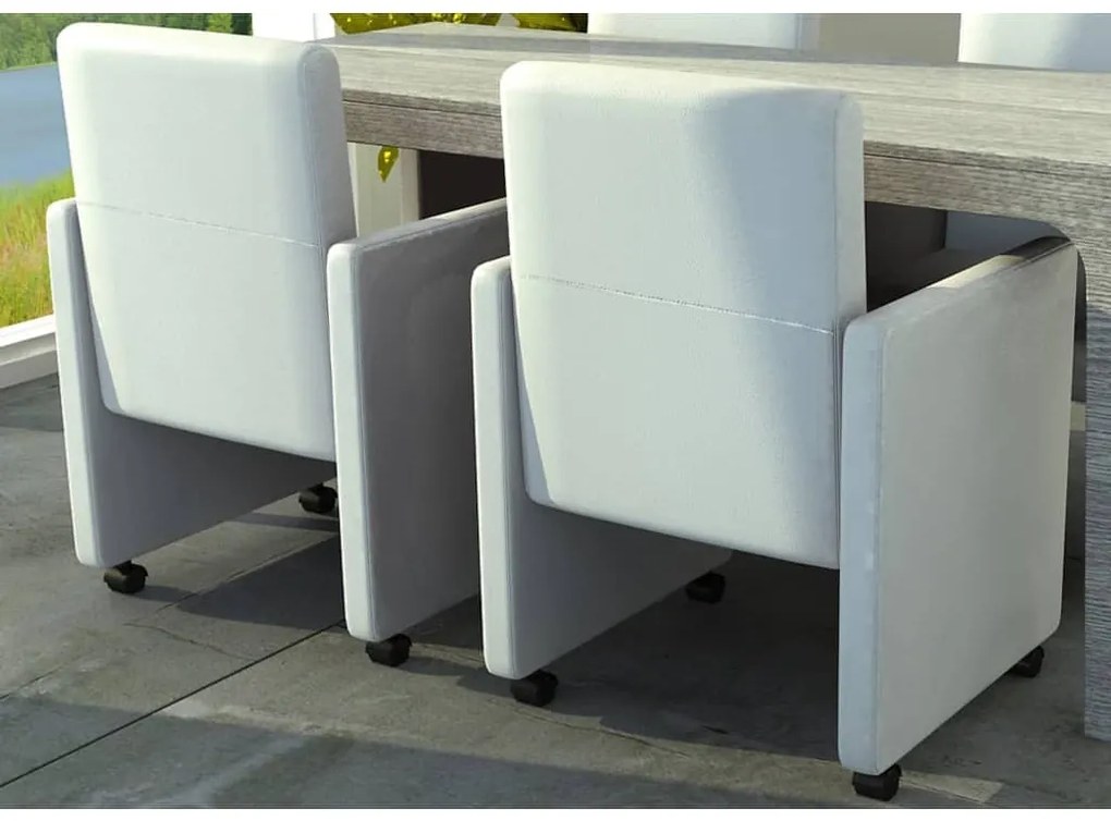 Cadeiras de jantar 2 pcs couro artificial branco