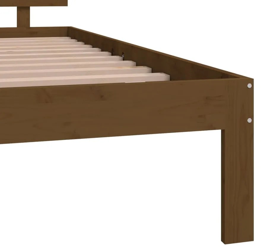 Estrutura cama pequena de casal 120x190 cm madeira castanho-mel