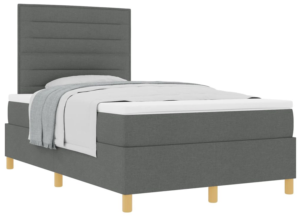 Cama Box Spring com Colchão Cinza Escura 120x200 cm Tecido