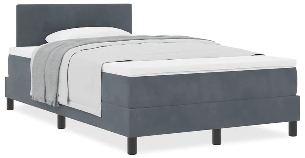 Cama Box com Colchão vidaXL Cinza Escuro 120x200 cm Veludo