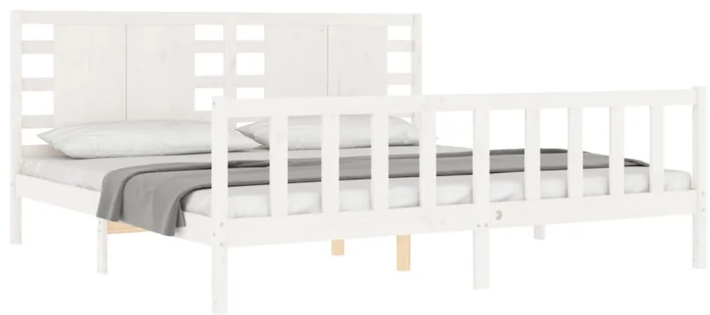 Cama sem colchão 200x200 cm madeira de pinho maciça branco