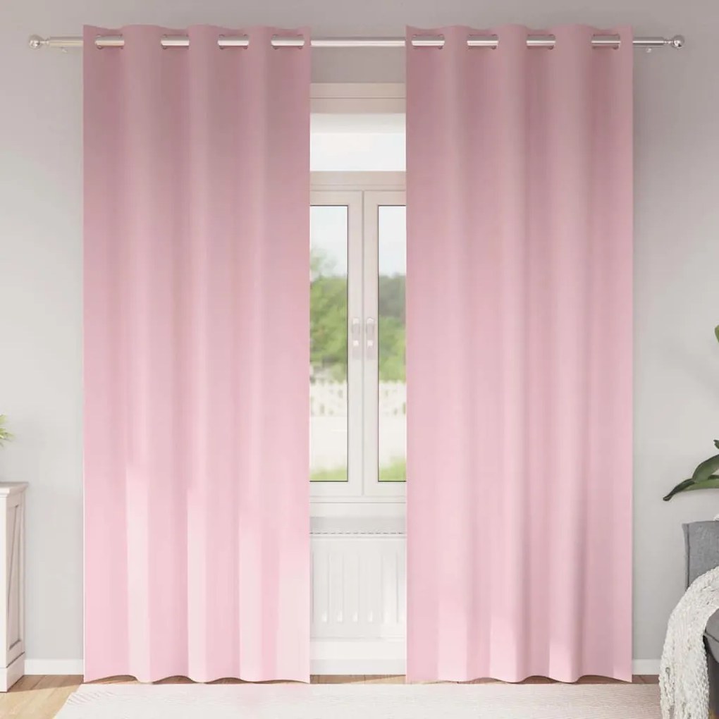 vidaXL Cortinas com cortinas 2 pcs Rosa Bebê 260 x 140 cm Poliéster