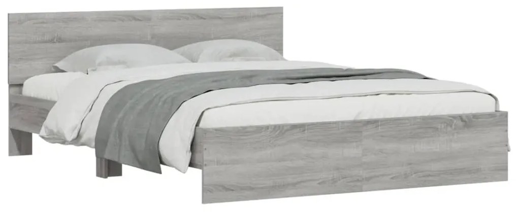 Estrutura de cama com cabeceira 140x190 cm cinzento sonoma