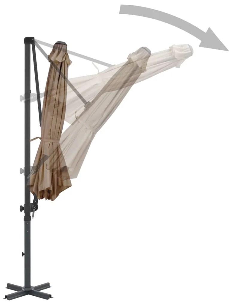 Guarda-sol de jardim com base portátil cinzento-acastanhado