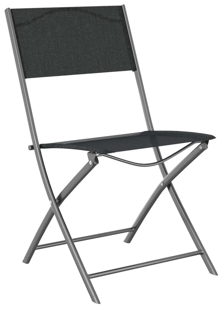 Cadeiras de exterior dobráveis 2 pcs aço e textilene preto