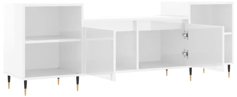 Móvel de TV 160x35x55 cm derivados de madeira branco brilhante