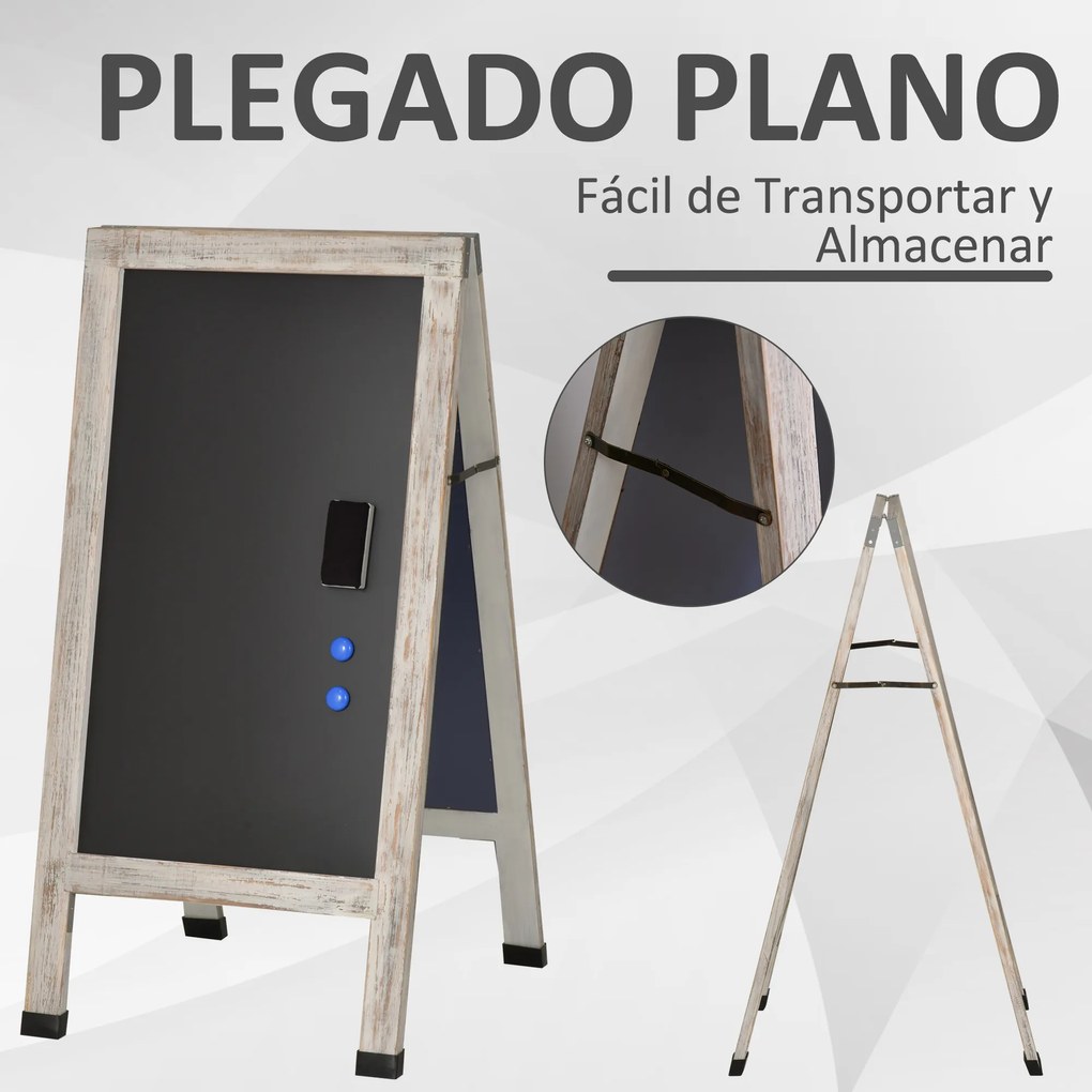 Vinsetto Painel publicitario Magnético Dobrável com Dupla Face cavalete de Madeira com Apagador 2 Imás e 5 Gizes 51x58x98,5cm Preto e Madeira