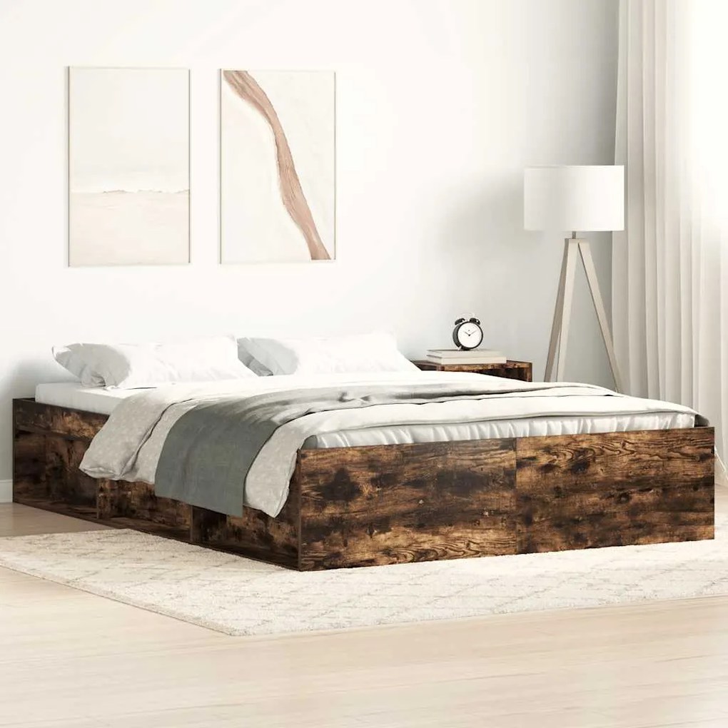 Estrutura de cama 160x200 cm carvalho fumado