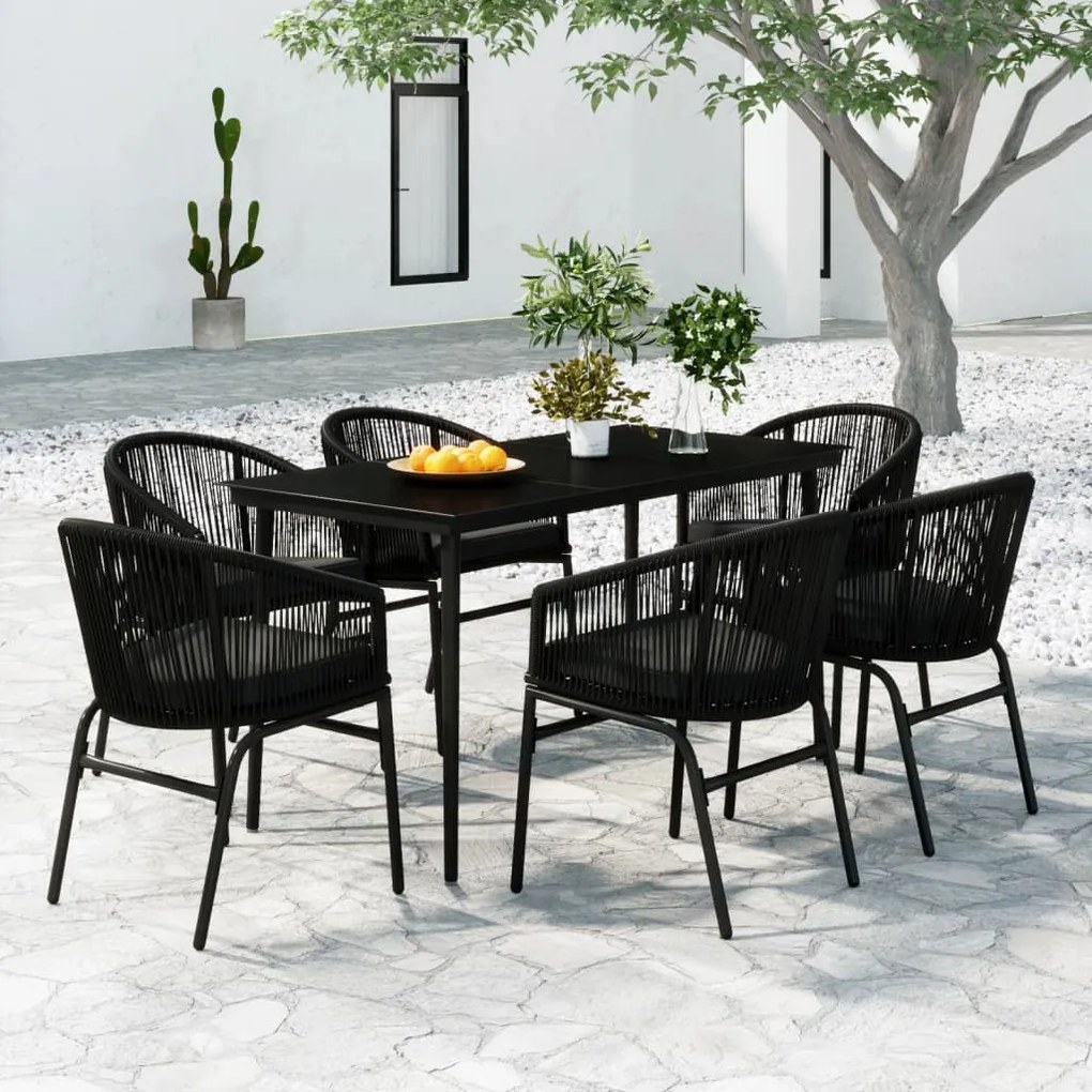 vidaXL 7 pcs conjunto de jantar para jardim preto