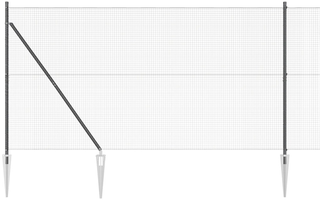 Conjunto de Postes de Cerca Conjunto de 2 Cinza Metal 25 x 1,5 m