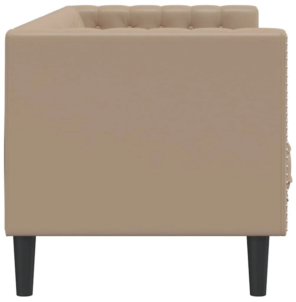 Sofá chesterfield 3 lugares couro artificial cappuccino