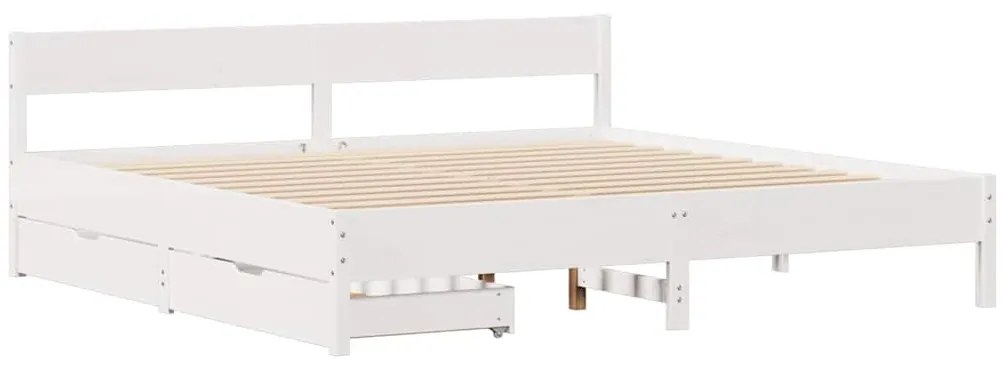 Cama sem colchão 180x200 cm madeira de pinho maciça branco