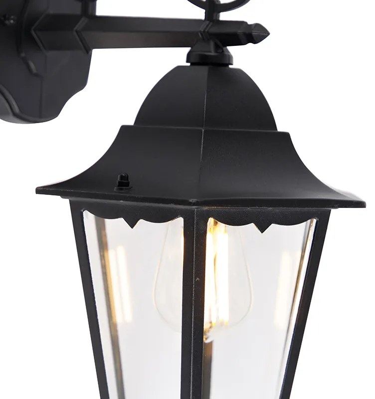 Candeeiro de parede exterior clássico preto IP44 - Havana Down