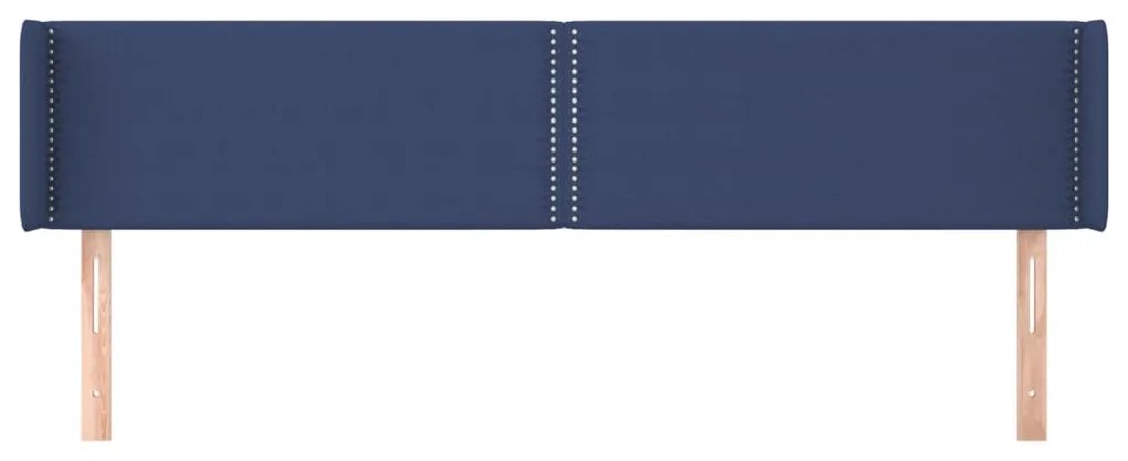Cabeceira de cama c/ abas tecido 163x16x78/88 cm azul