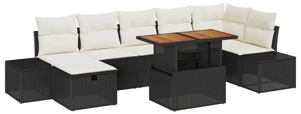 Conjunto de Jantar de Jardim 8 Peças com Almofadas de Rattan Sintético