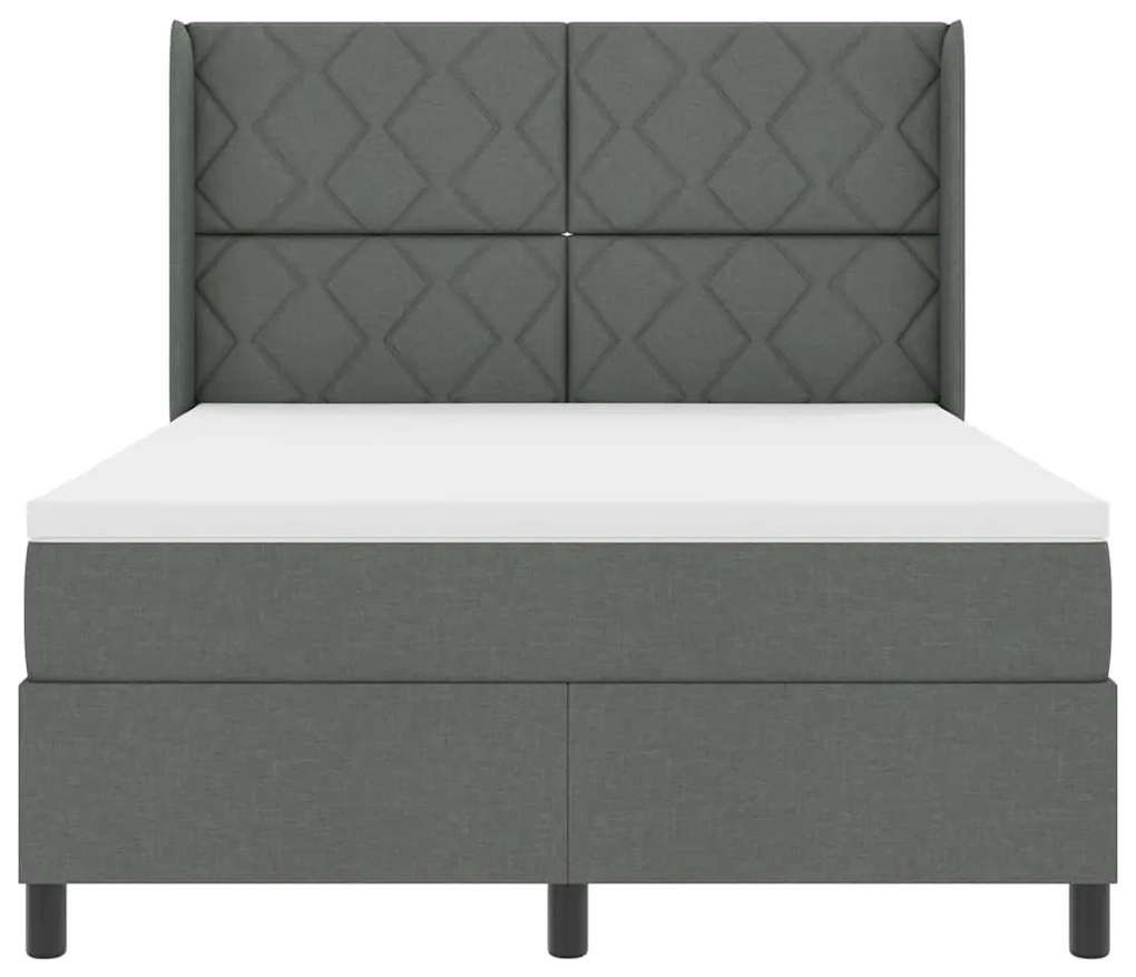 Cama Box com Colchão e LED Cinza Escuro, 140x200 cm em Tecido