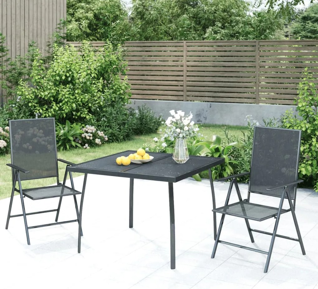 3 pcs conjunto de jantar para jardim aço antracite