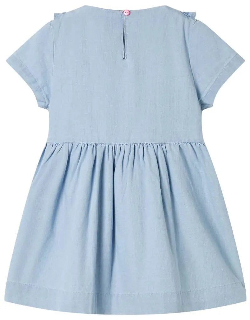 Vestido de criança com folhos azul-suave 128
