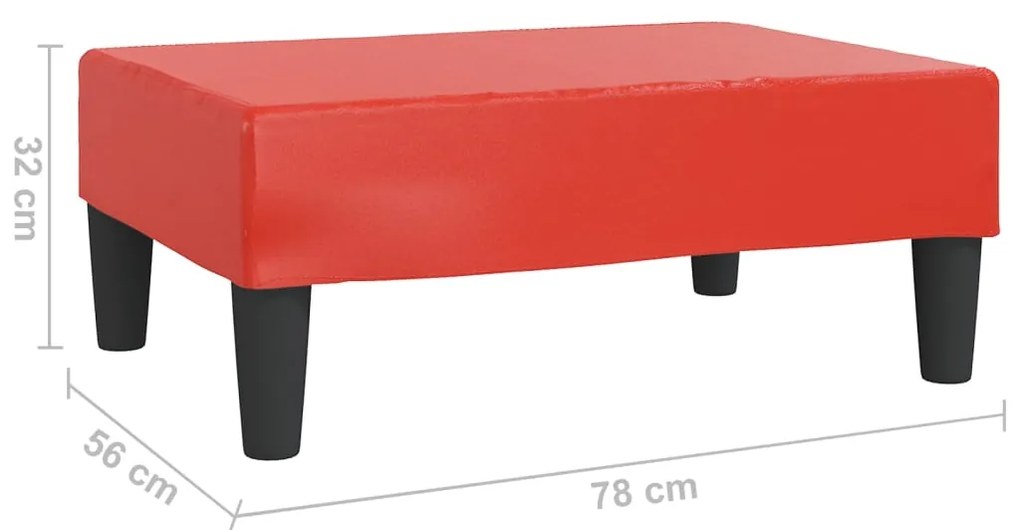 Apoio de pés 78x56x32 couro artificial vermelho