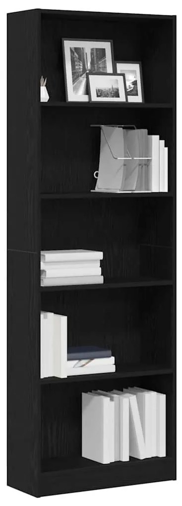 Estante de Carvalho Preto - 60 x 24 x 176 cm, Feita de Madeira de Enge