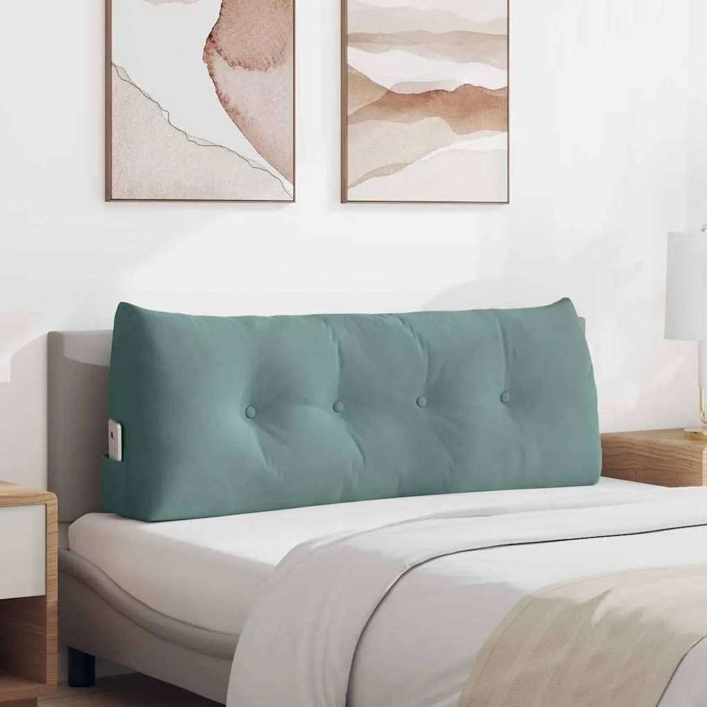vidaXL Travesseiro para Costas Verde do Mar 120 x 24 x 50 cm Veludo