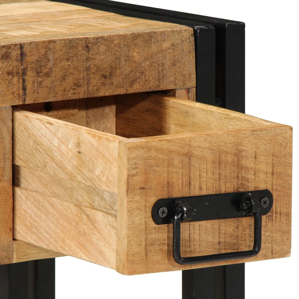 Mesa de Apoio vidaXL com Gaveta Preta 30x30x40 cm Madeira de Mangueira