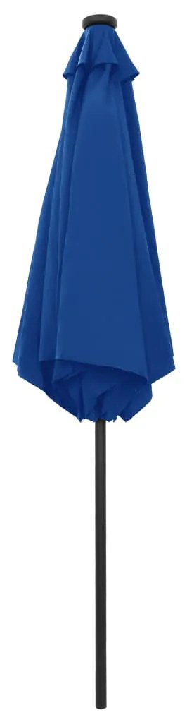 Guarda-sol jardim c/ luzes LED/poste alumínio 270 cm azul-ciano